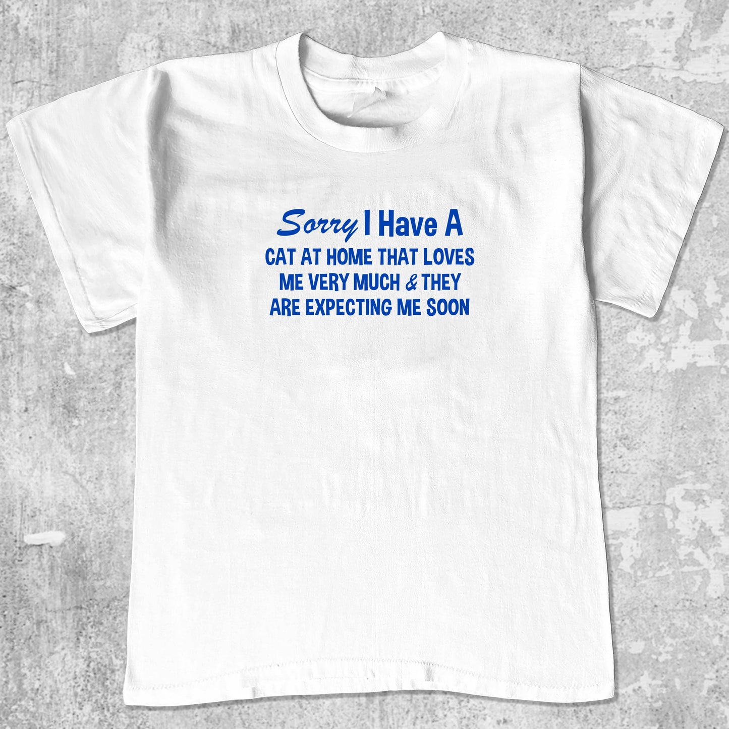 I Have A Cat graphic tee with bold and humorous print, funny and trendy graphic. Perfect for adults and gift-giving. White shirt.