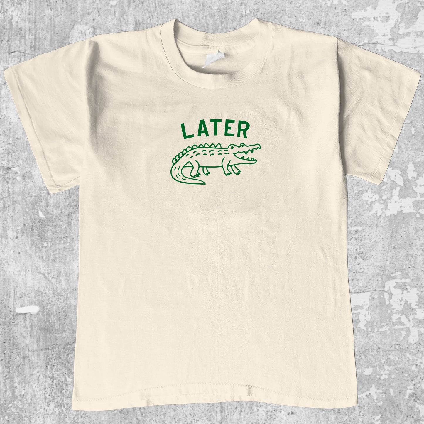 Later Gator graphic tee with alligator graphic, cute and trendy graphic. Perfect gifts for family and friends. Cream shirt.