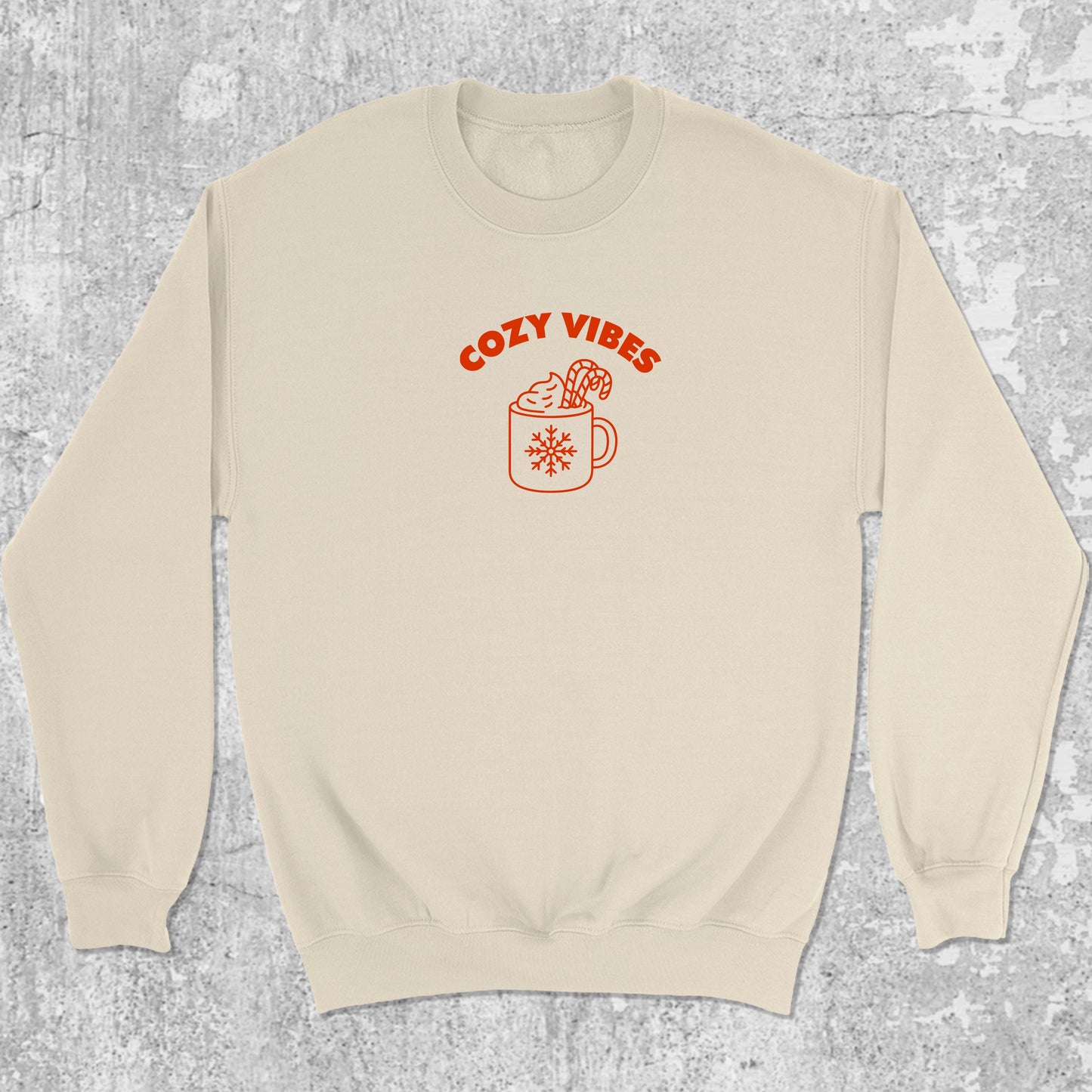 Cozy Vibes graphic sweatshirt the best Christmas funny gifts, warm and cozy graphic for everyday wear. Perfect for adults and gift-giving. Natural pullover.