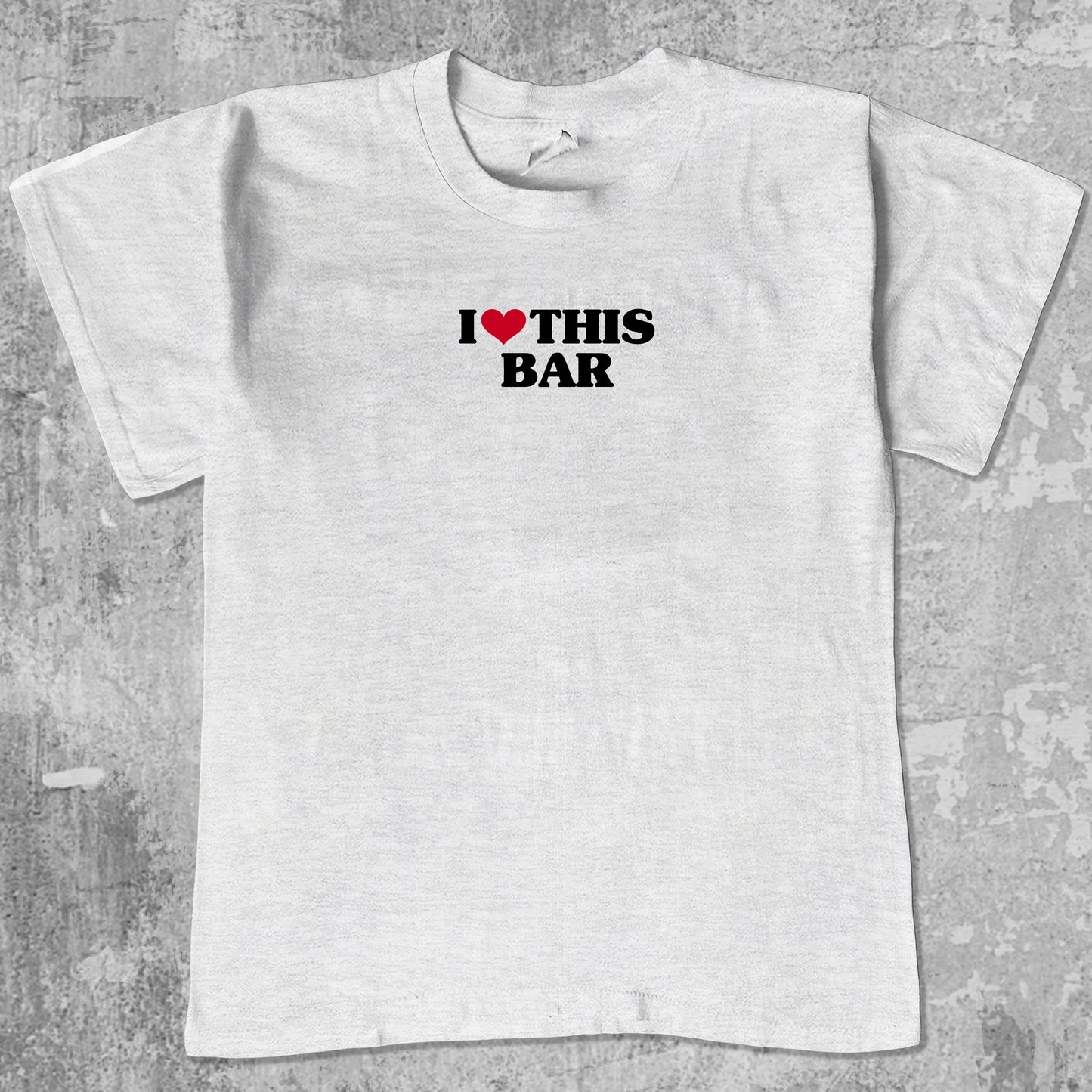 I Love This Bar graphic tee with funny halloween print, funny and trendy graphic. Perfect for special halloween. Ash Grey shirt.