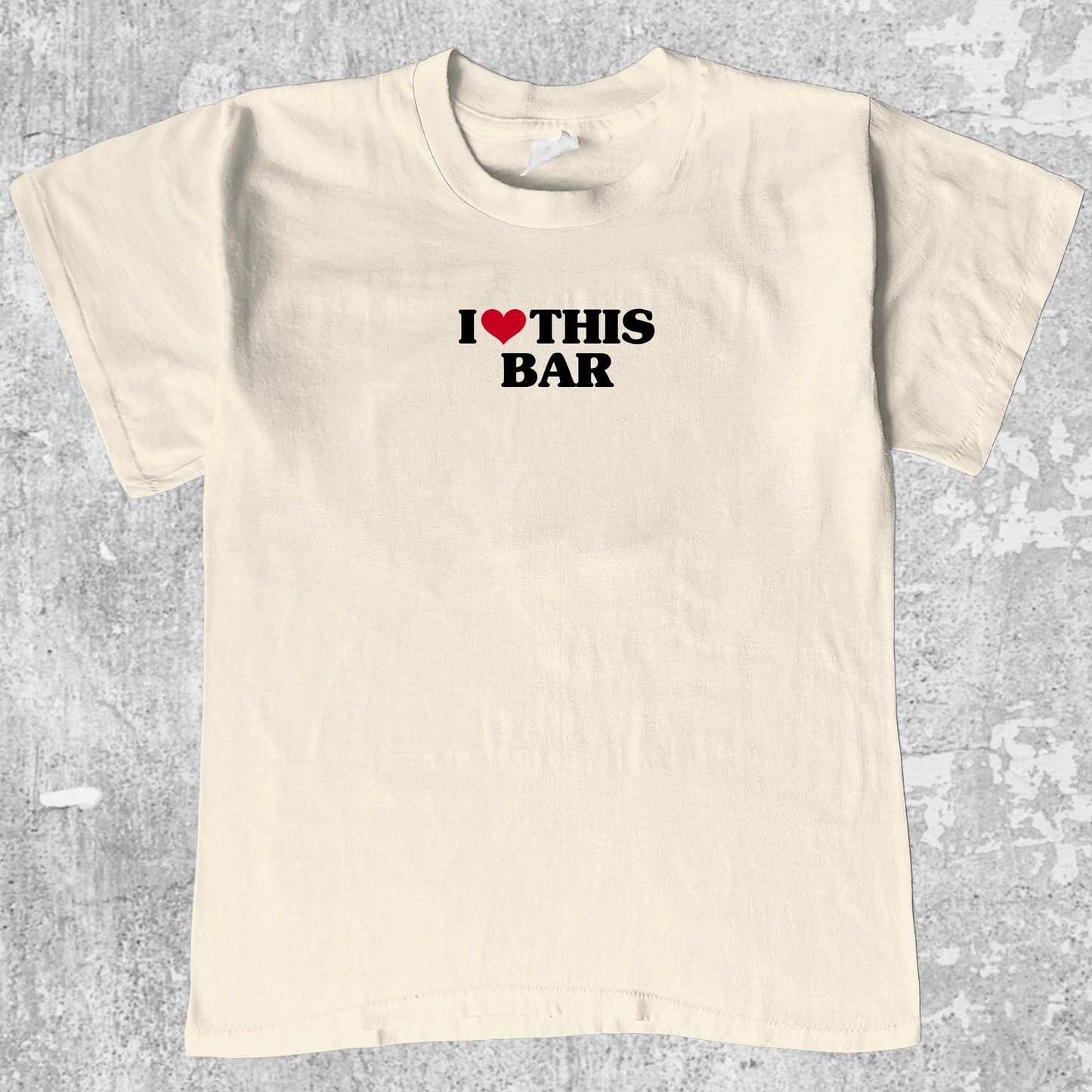 I Love This Bar graphic tee with funny halloween print, funny and trendy graphic. Perfect for special halloween. Cream shirt.