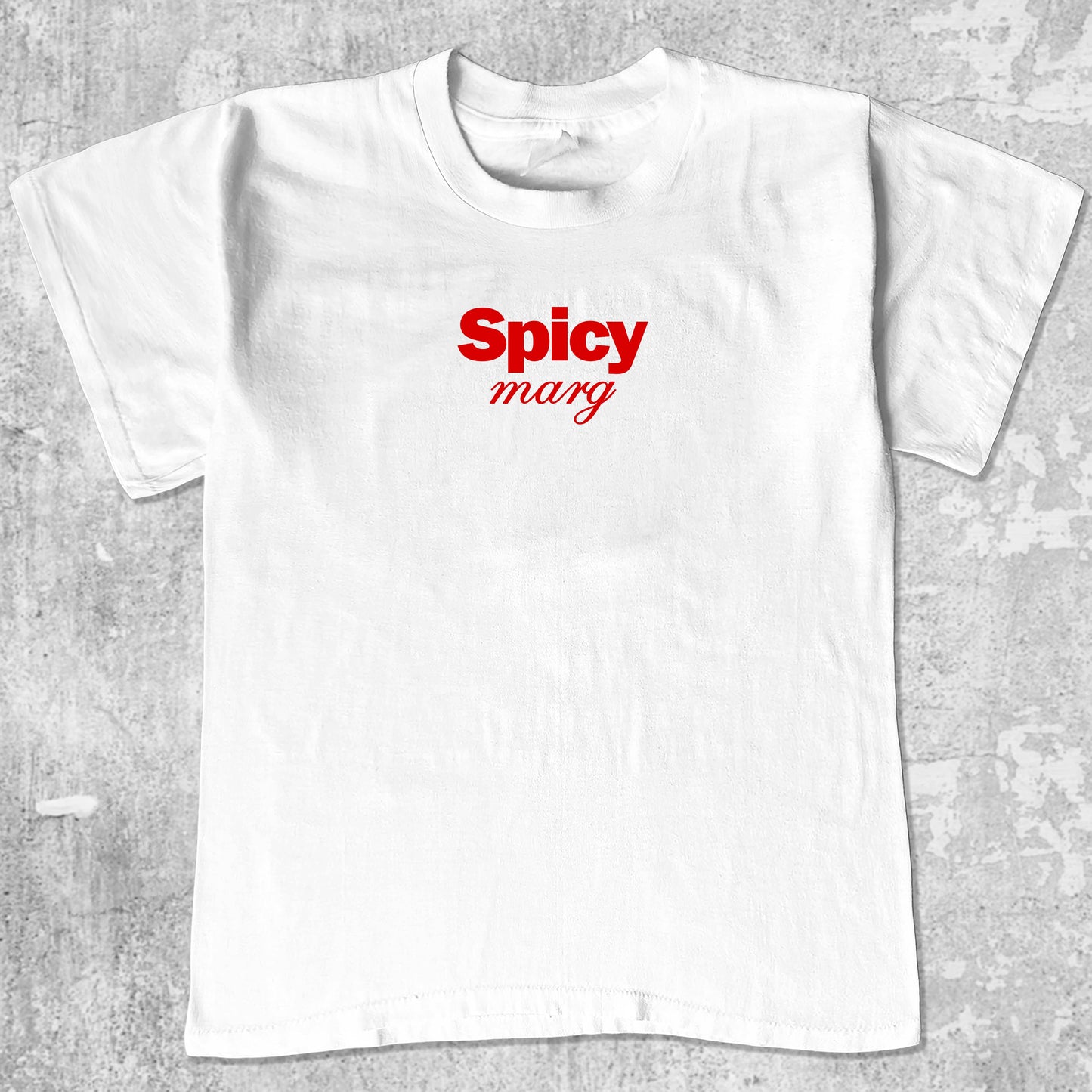 Spicy Marg graphic tee margarita print, funny and simple graphic. Perfect gifts for family and friends. White shirt.