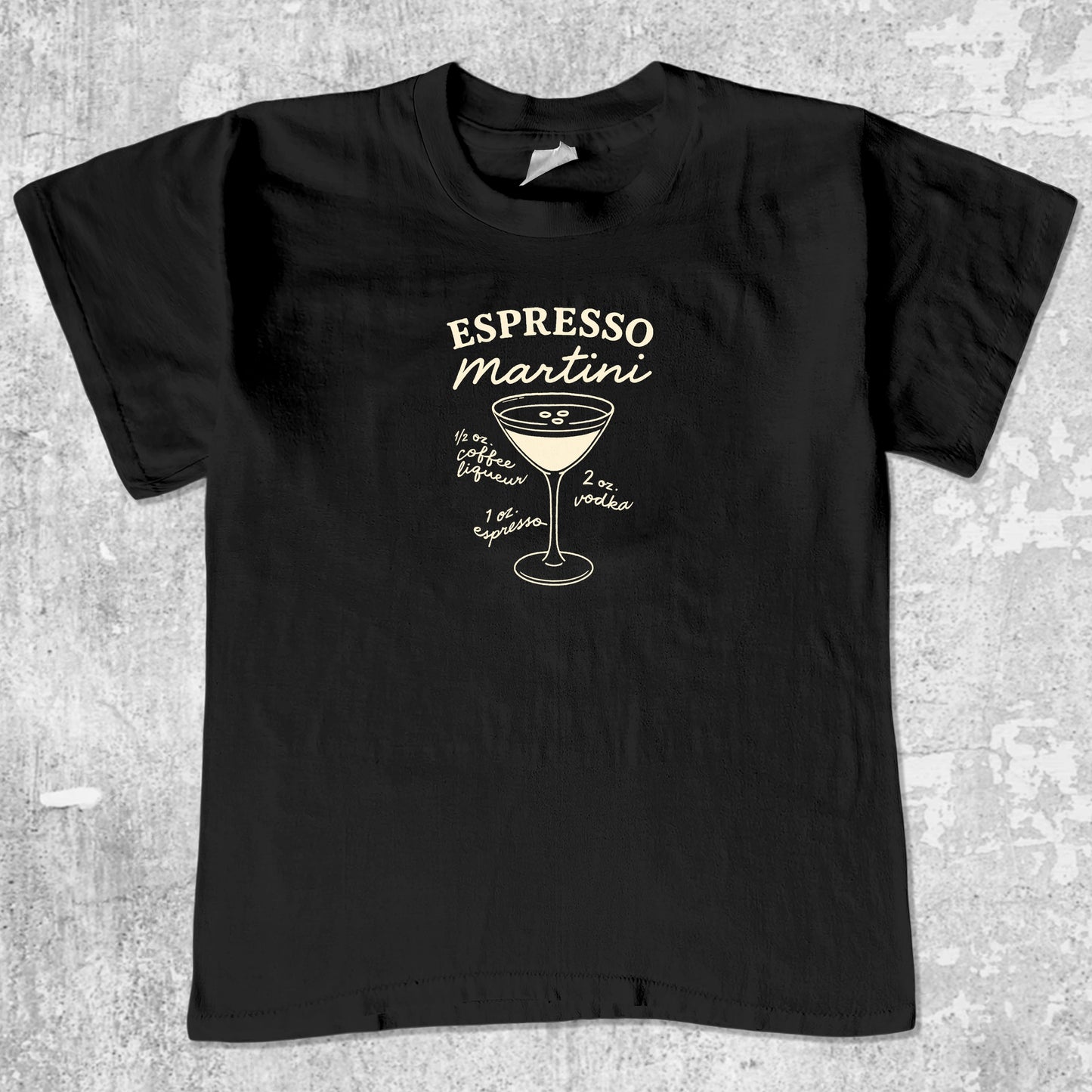 Espresso Martini Cocktail unisex graphic t-shirt. Vintage trending meme tee. Funny and unique graphic tees. Espresso Martini Cocktail graphi tee Black 1