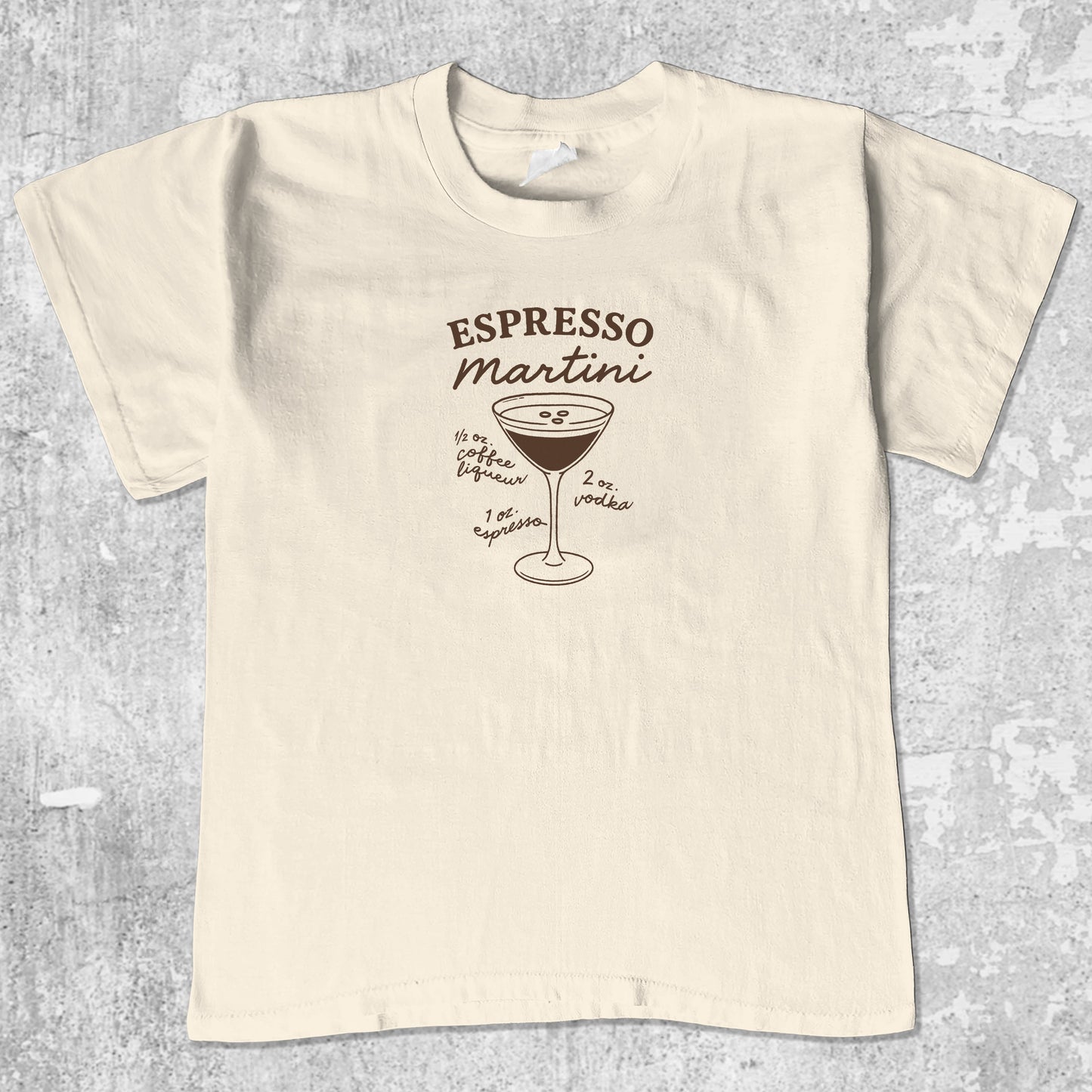 Espresso Martini Cocktail unisex graphic t-shirt. Vintage trending meme tee. Funny and unique graphic tees. Espresso Martini Cocktail graphi tee Cream 1