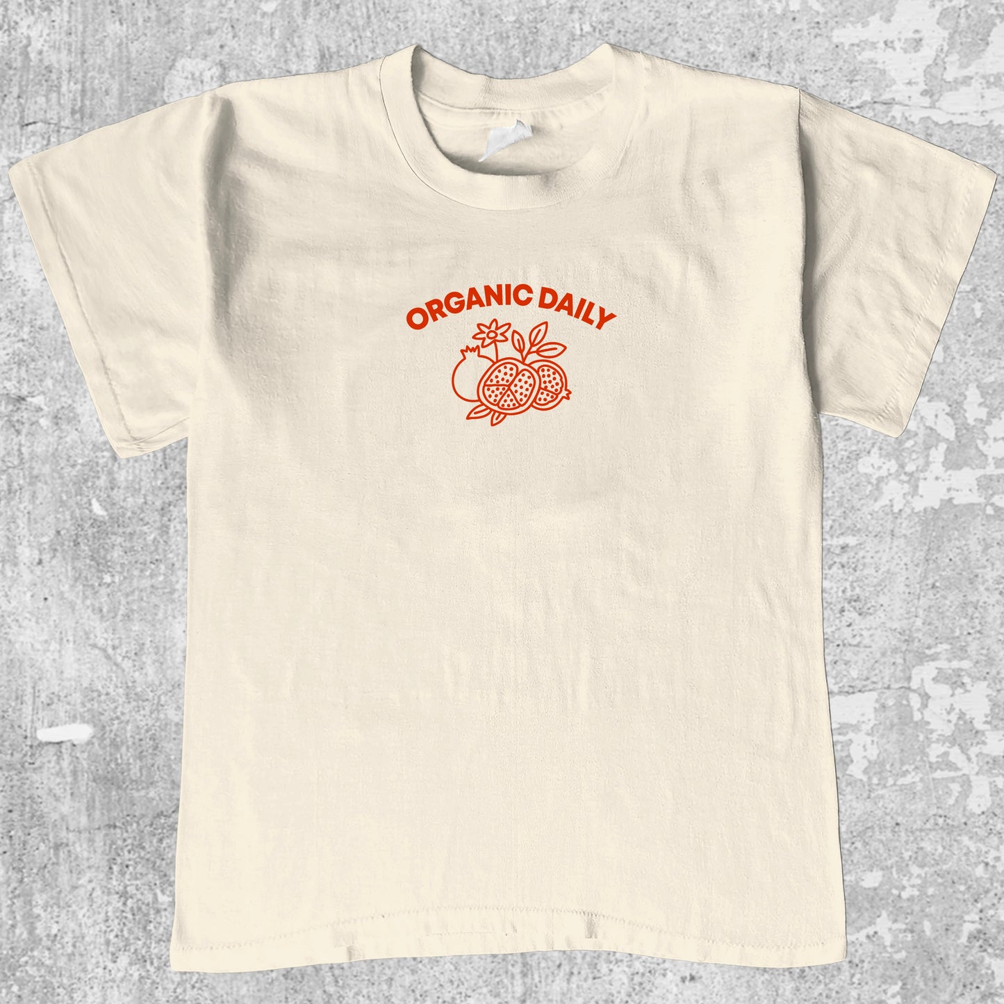 Organic Daily graphic tee with bold and humorous print, funny and trendy graphic. Perfect for adults and gift-giving. Cream shirt.