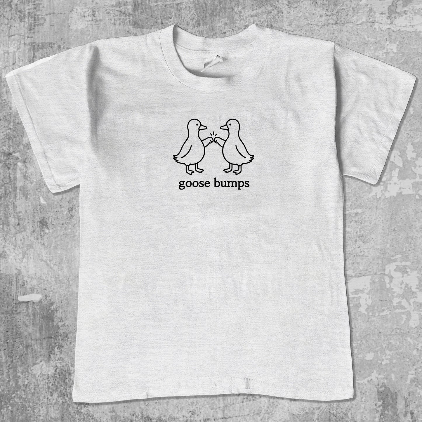 Goose Bumps unisex graphic t-shirt. Vintage trending meme tee. Funny and unique graphic tees. Goose Bumps graphi tee Ash Grey 1