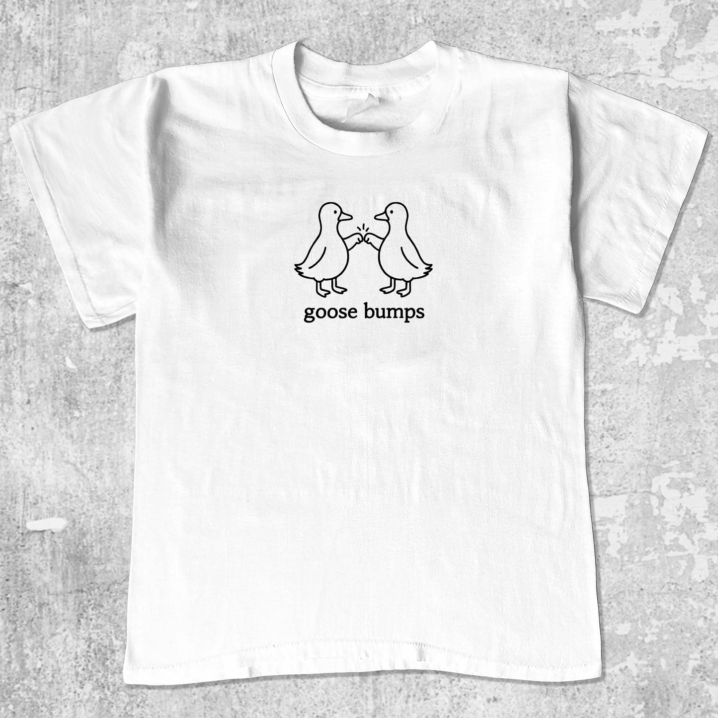 Goose Bumps unisex graphic t-shirt. Vintage trending meme tee. Funny and unique graphic tees. Goose Bumps graphi tee White 1
