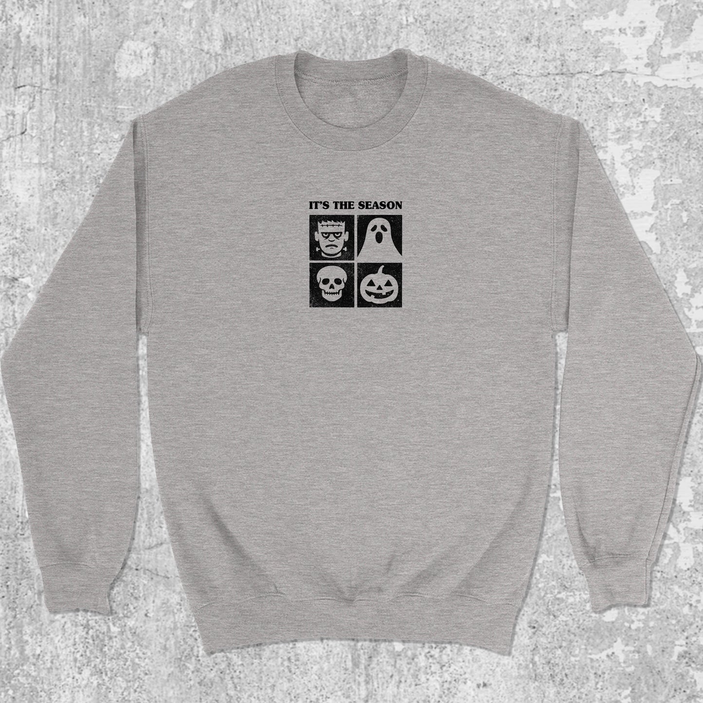 It's the season graphic sweatshirt with bold and humorous print, warm and cozy graphic for everyday wear. Perfect gifts for friends and family. Heather Grey pullover.