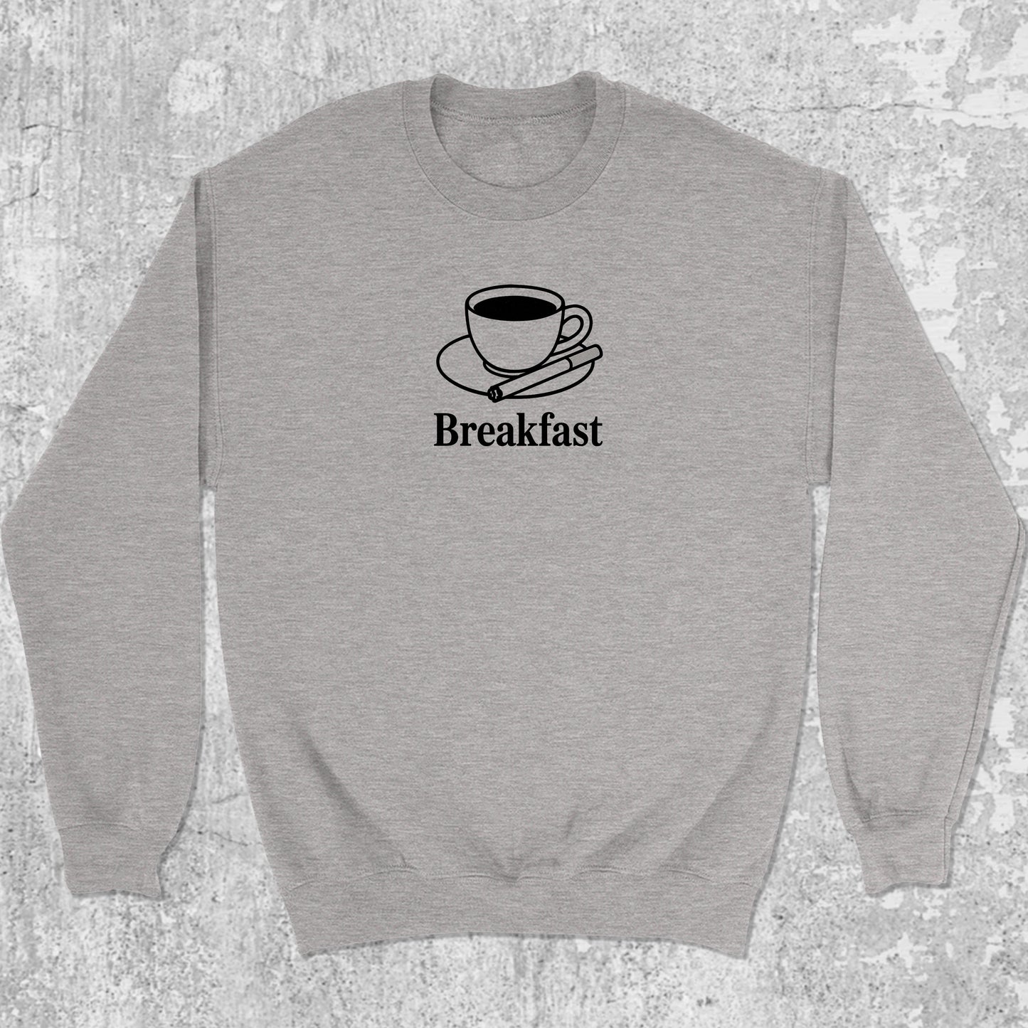 Breakfast graphic sweatshirt with cute and humorous print, warm and cozy graphic for everyday wear. Perfect for friends. Heather Grey pullover.