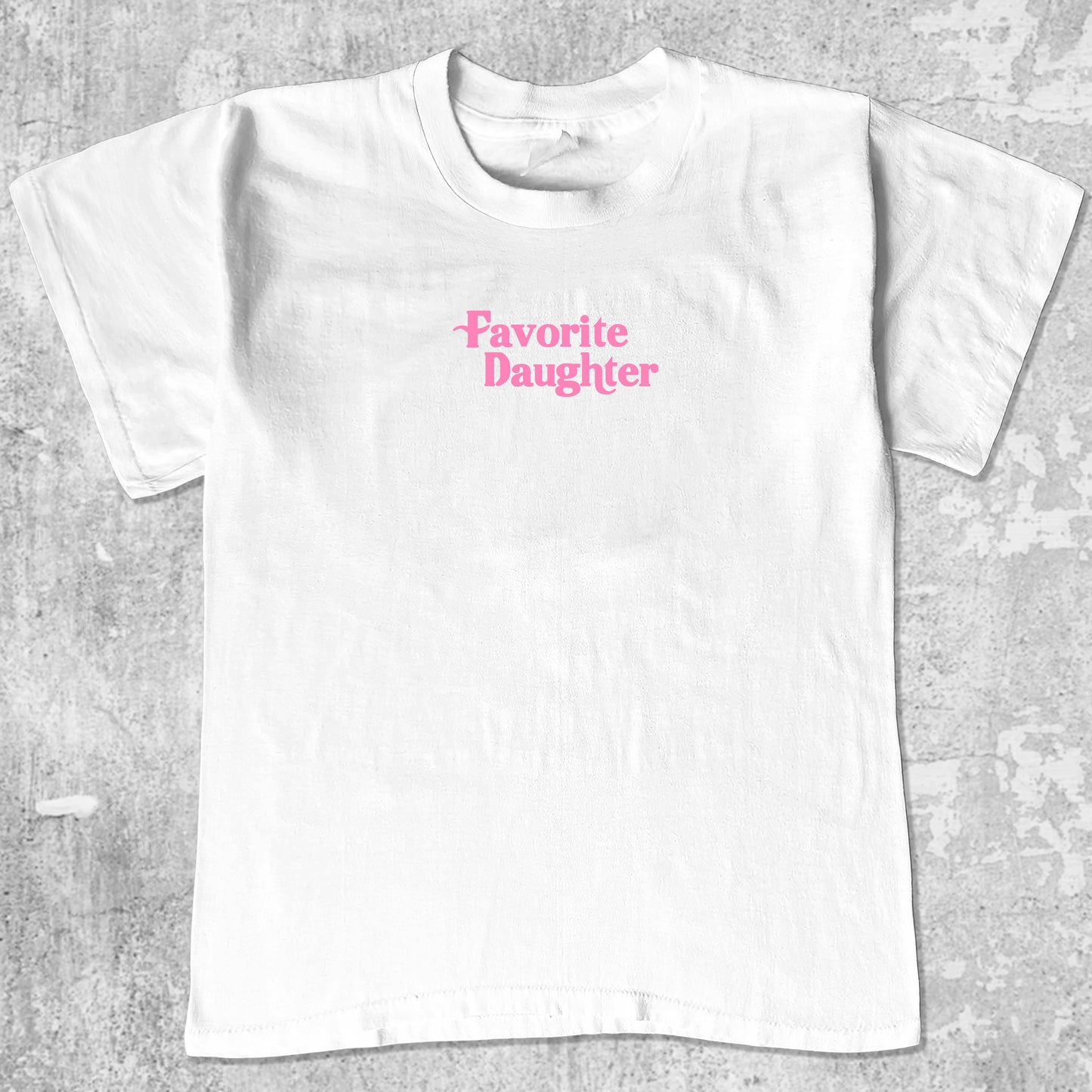 Favorite Daughter graphic tee with cute and humorous print, funny and Vintage graphic. Perfect for friends. Black shirt.