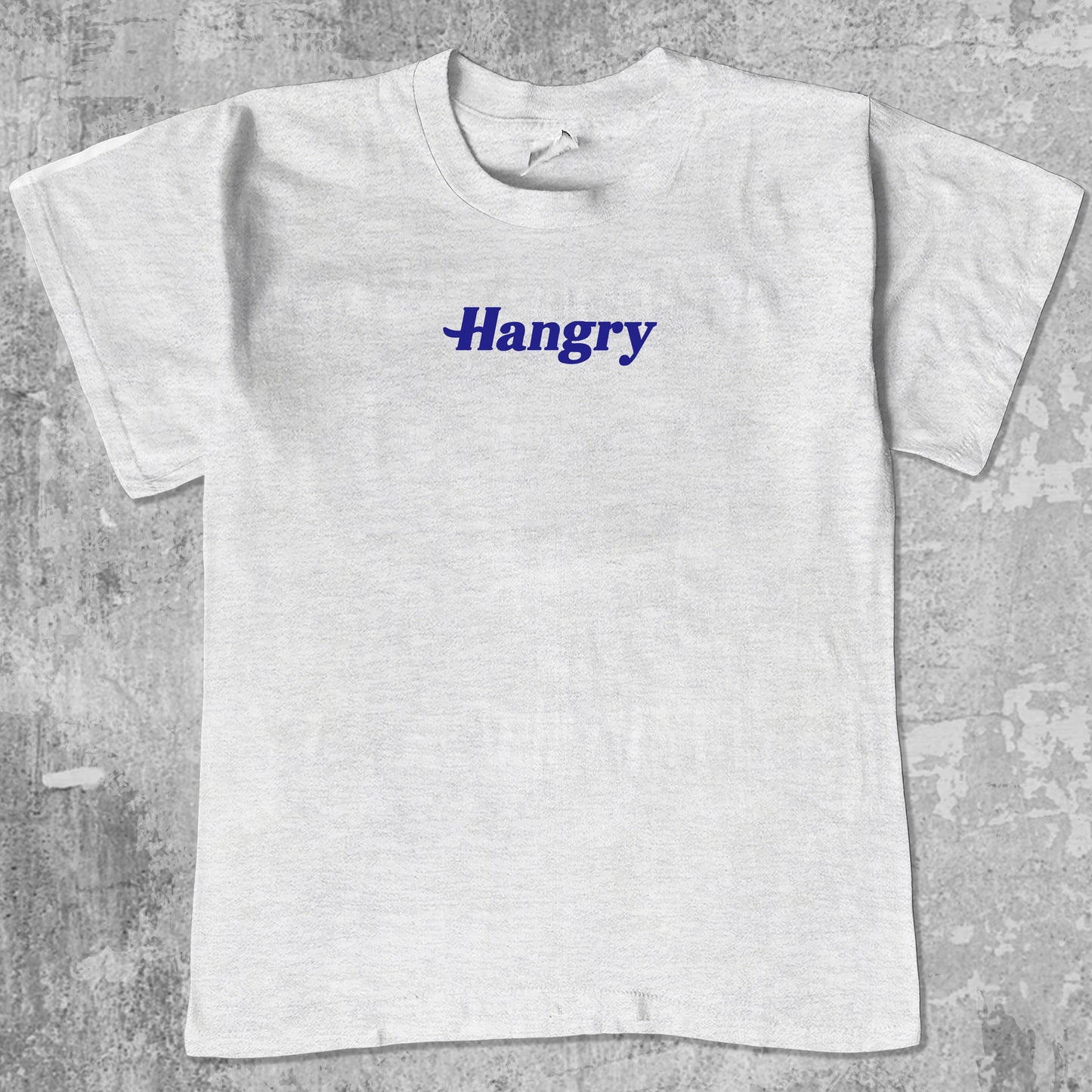 Hangry graphic tee with cute and humorous print, funny and Vintage graphic. Perfect for friends. Ash Grey shirt.