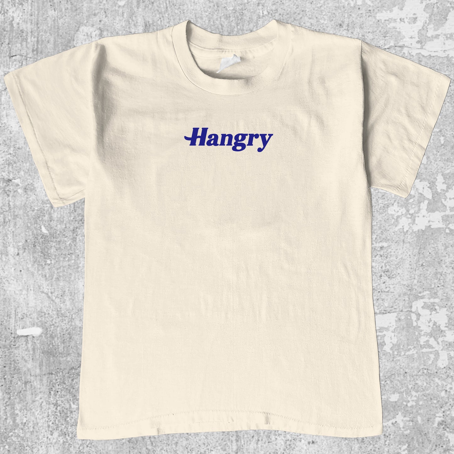 Hangry graphic tee with cute and humorous print, funny and Vintage graphic. Perfect for friends. Cream shirt.