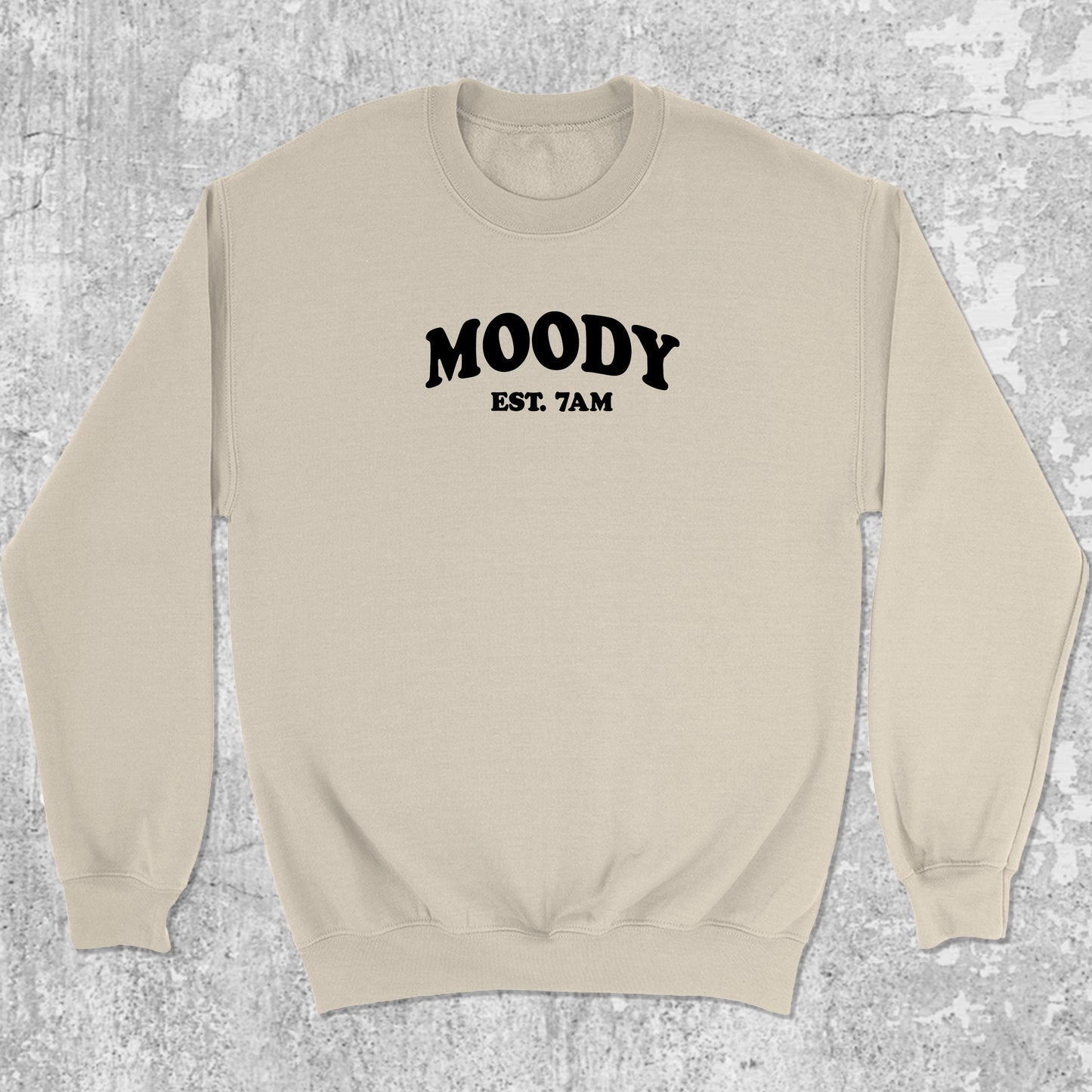 Moody graphic sweatshirt with cute and humorous print, warm and cozy graphic for everyday wear. Perfect for friends. Natural pullover.