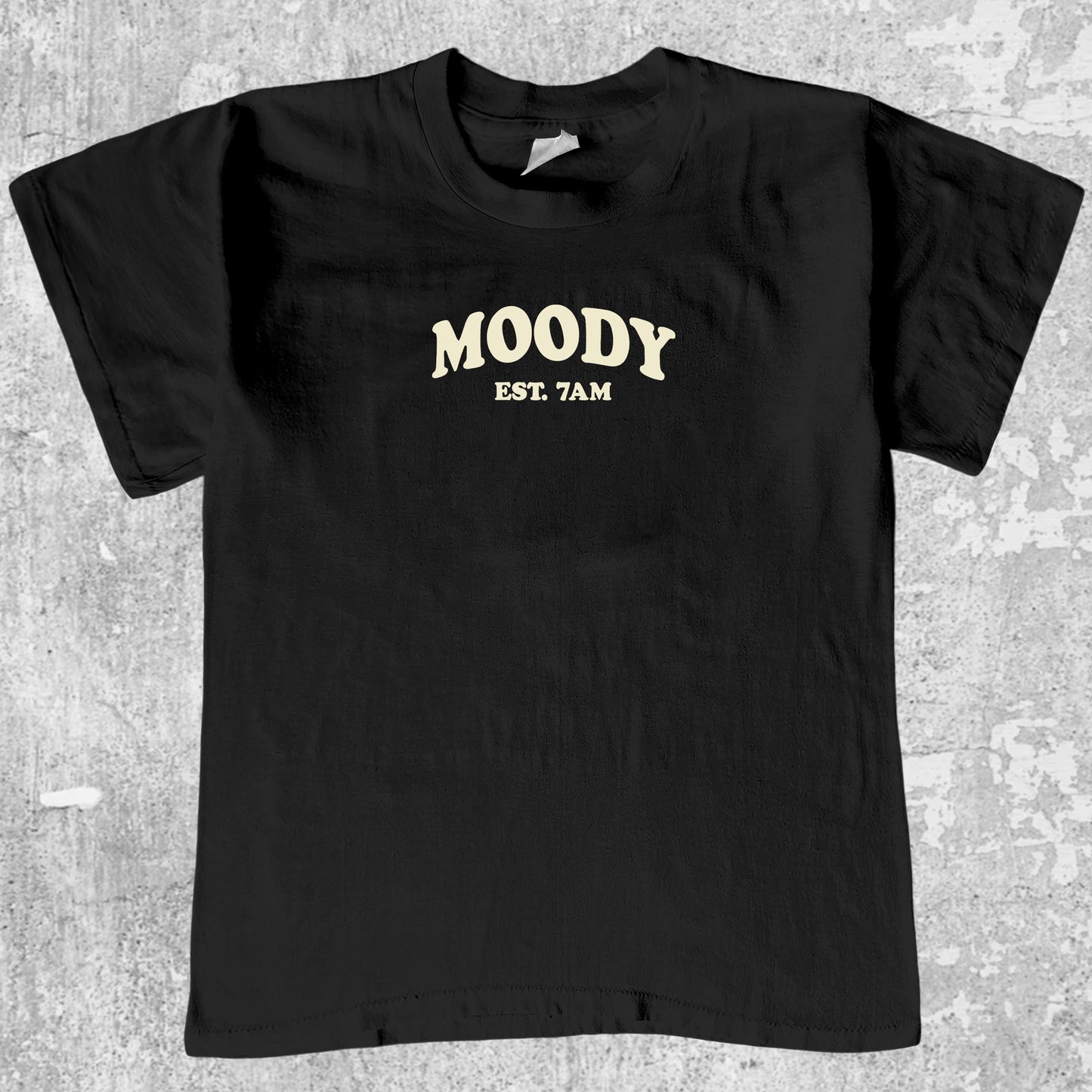 Moody graphic tee with cute and humorous print, funny and Vintage graphic. Perfect for friends. Black shirt.