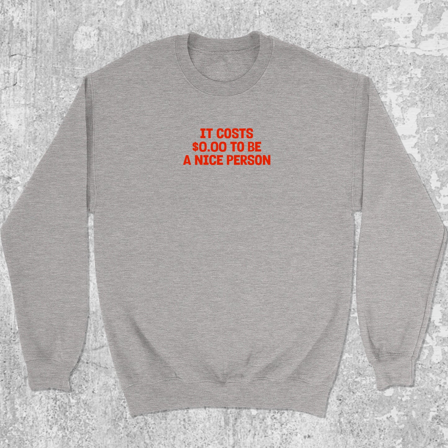 Nice Person graphic sweatshirt with bold and humorous print, warm and cozy graphic for everyday wear. Perfect for adults and gift-giving. Heather Grey pullover.