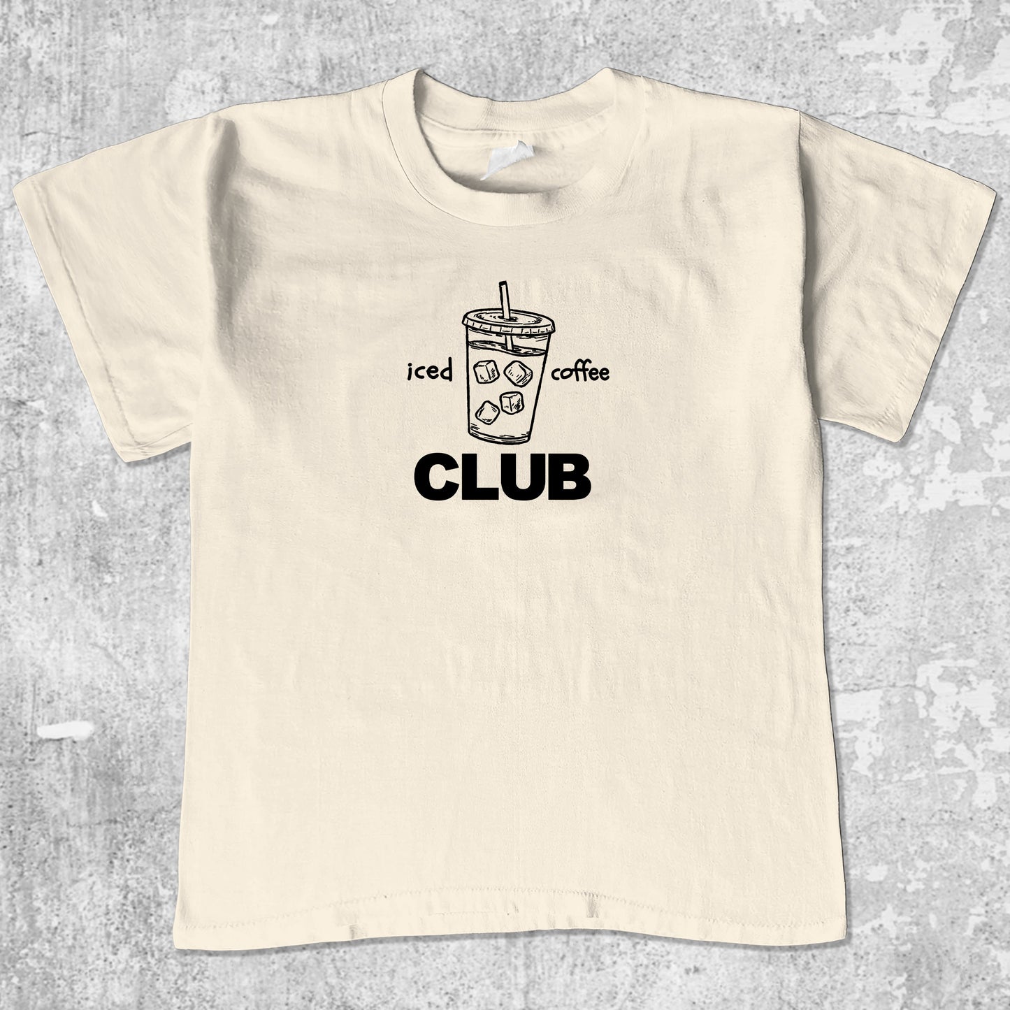 Iced Coffee Club unisex graphic t-shirt. Vintage trending meme tee. Funny and unique graphic tees. Iced Coffee Club graphi tee Cream 1