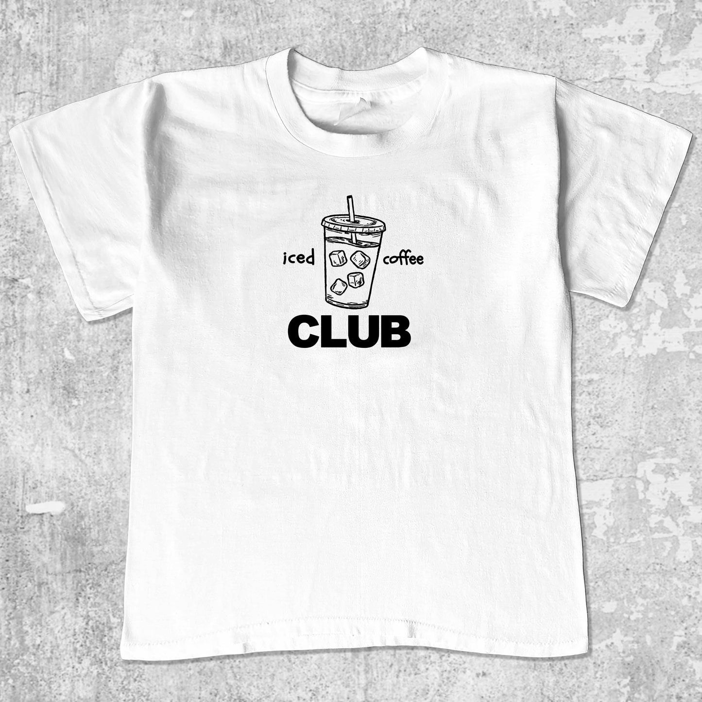 Iced Coffee Club unisex graphic t-shirt. Vintage trending meme tee. Funny and unique graphic tees. Iced Coffee Club graphi tee White 1