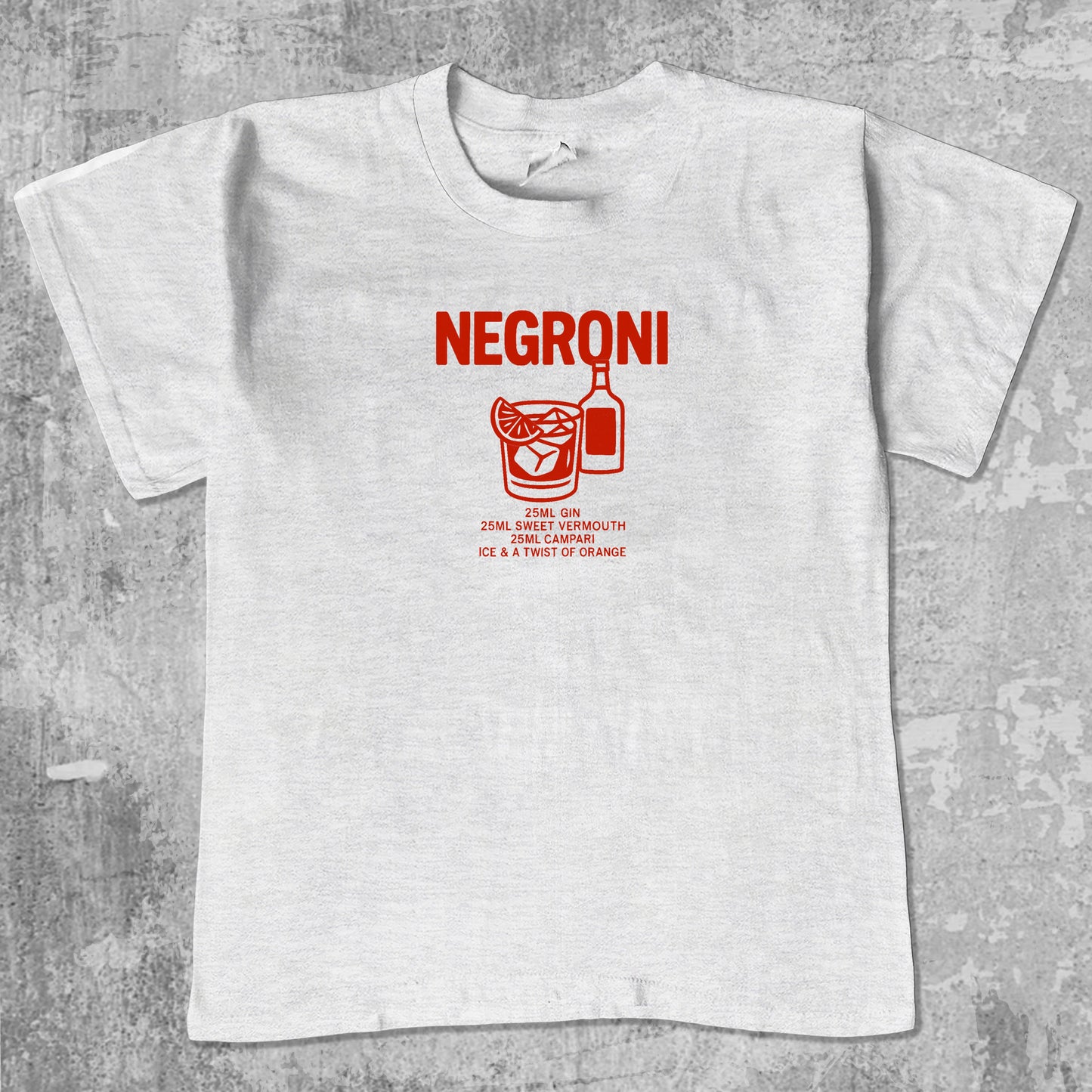 Negroni Cocktail unisex graphic t-shirt. Vintage trending meme tee. Funny and unique graphic tees. Negroni Cocktail graphi tee Ash Grey 1