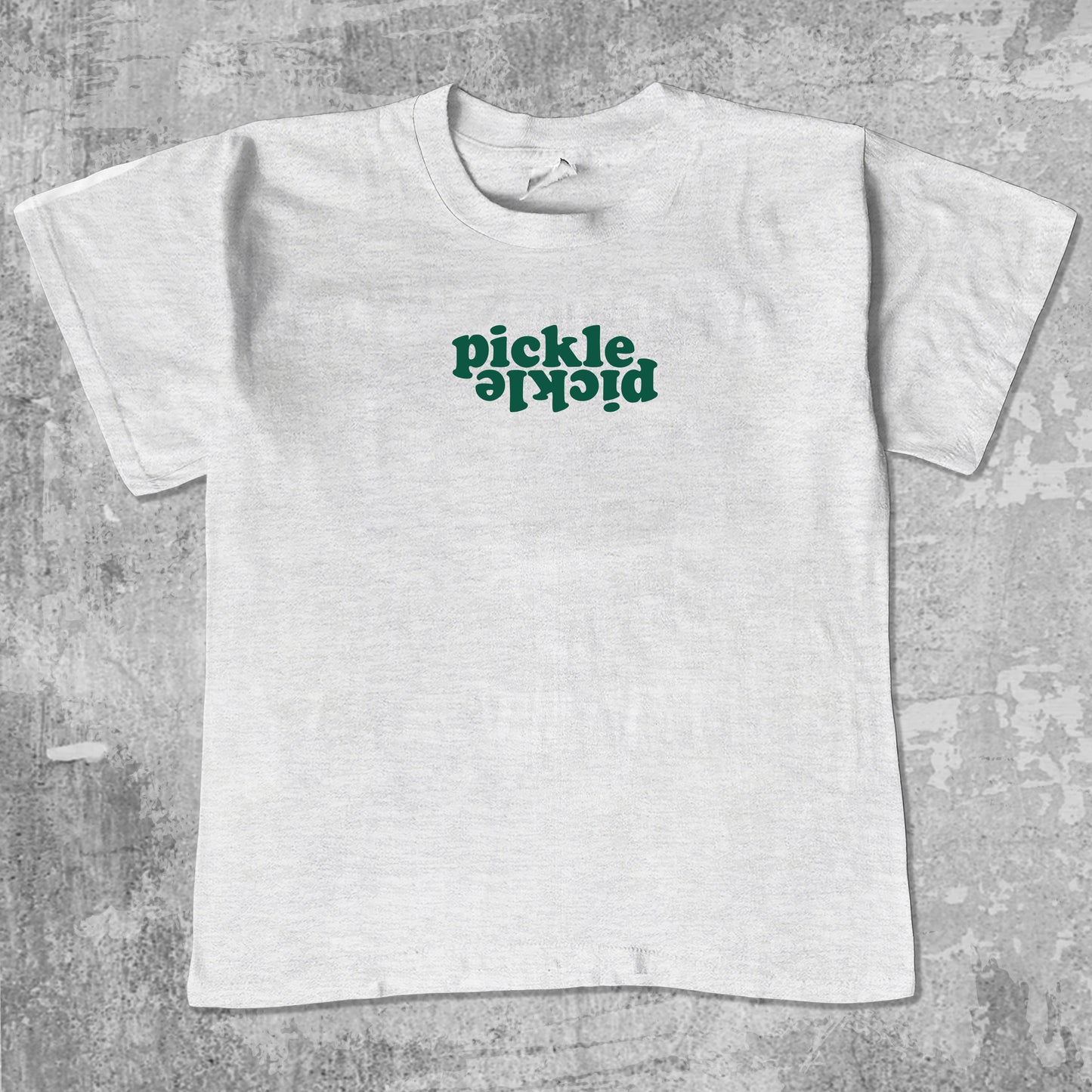 Pickle Pickle unisex graphic t-shirt. Vintage trending meme tee. Funny and unique graphic tees. Pickle Pickle graphi tee Ash Grey 1