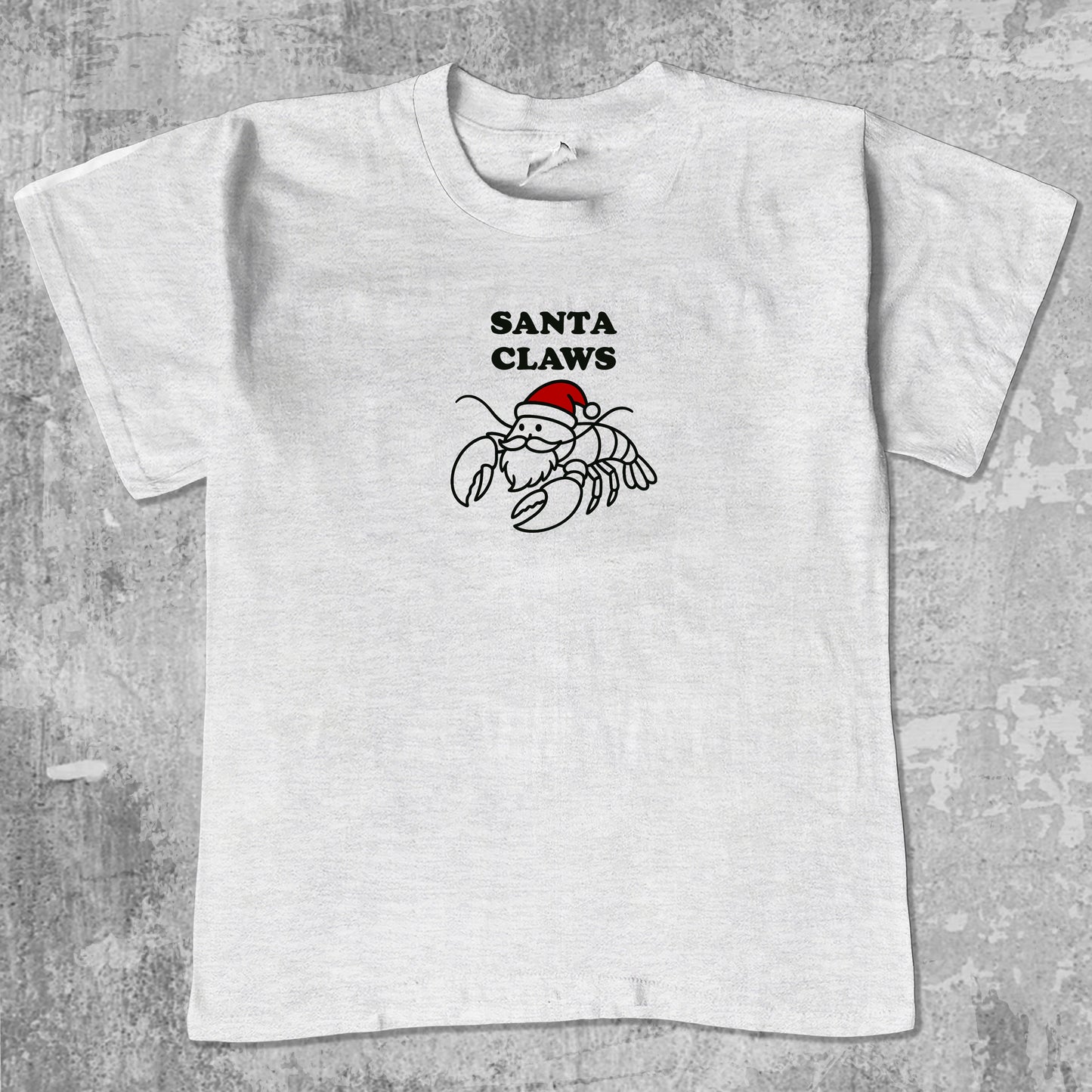 Santa Claws Christmas unisex graphic t-shirt. Vintage trending meme tee. Funny and unique graphic tees. Santa Claws Christmas graphi tee Ash Grey 1