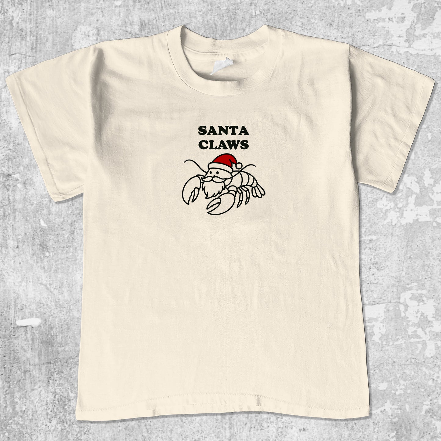 Santa Claws Christmas unisex graphic t-shirt. Vintage trending meme tee. Funny and unique graphic tees. Santa Claws Christmas graphi tee Cream 1