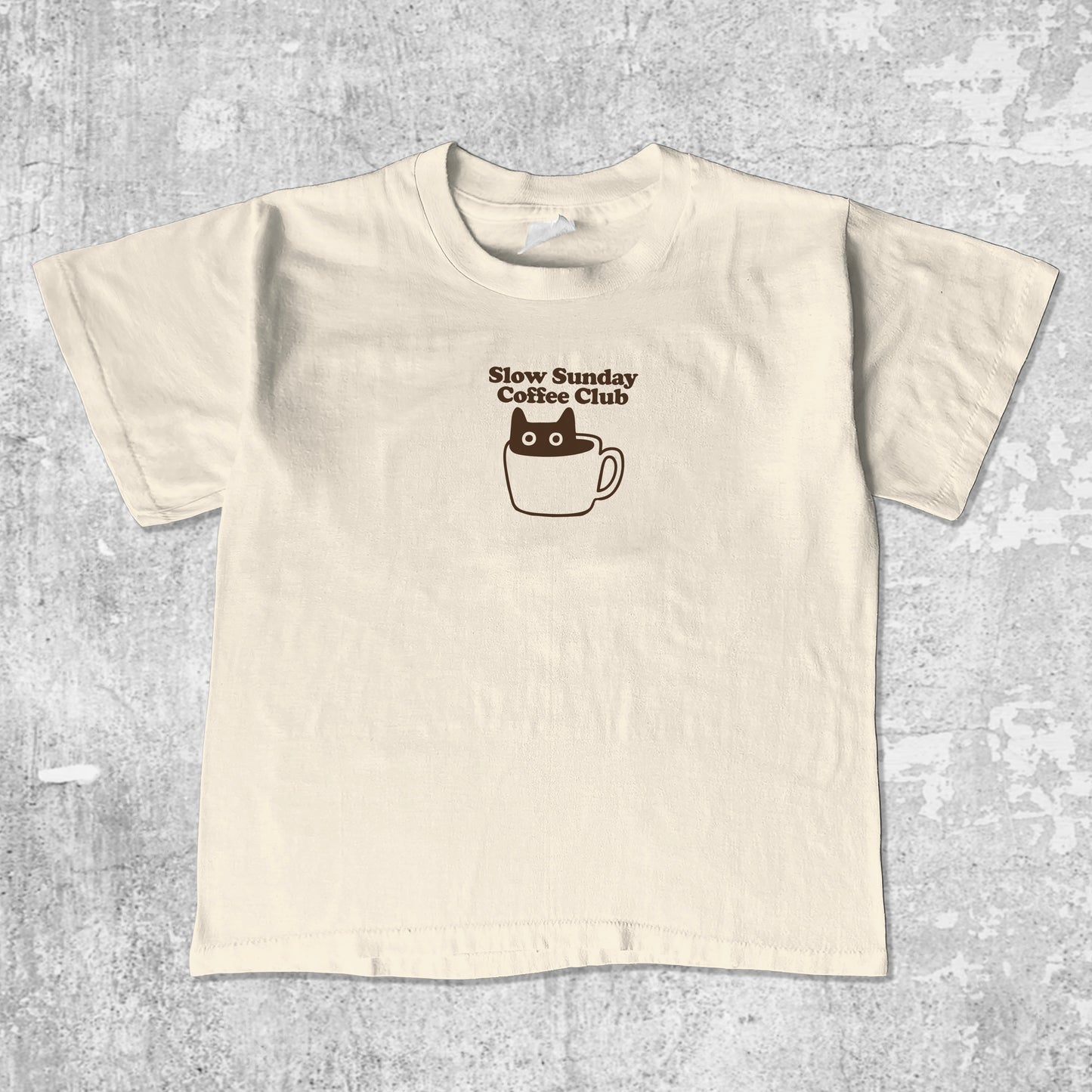 Slow Sunday Coffee Club unisex graphic t-shirt. Vintage trending meme tee. Funny and unique graphic tees. Slow Sunday Coffee Club graphi tee Cream 1