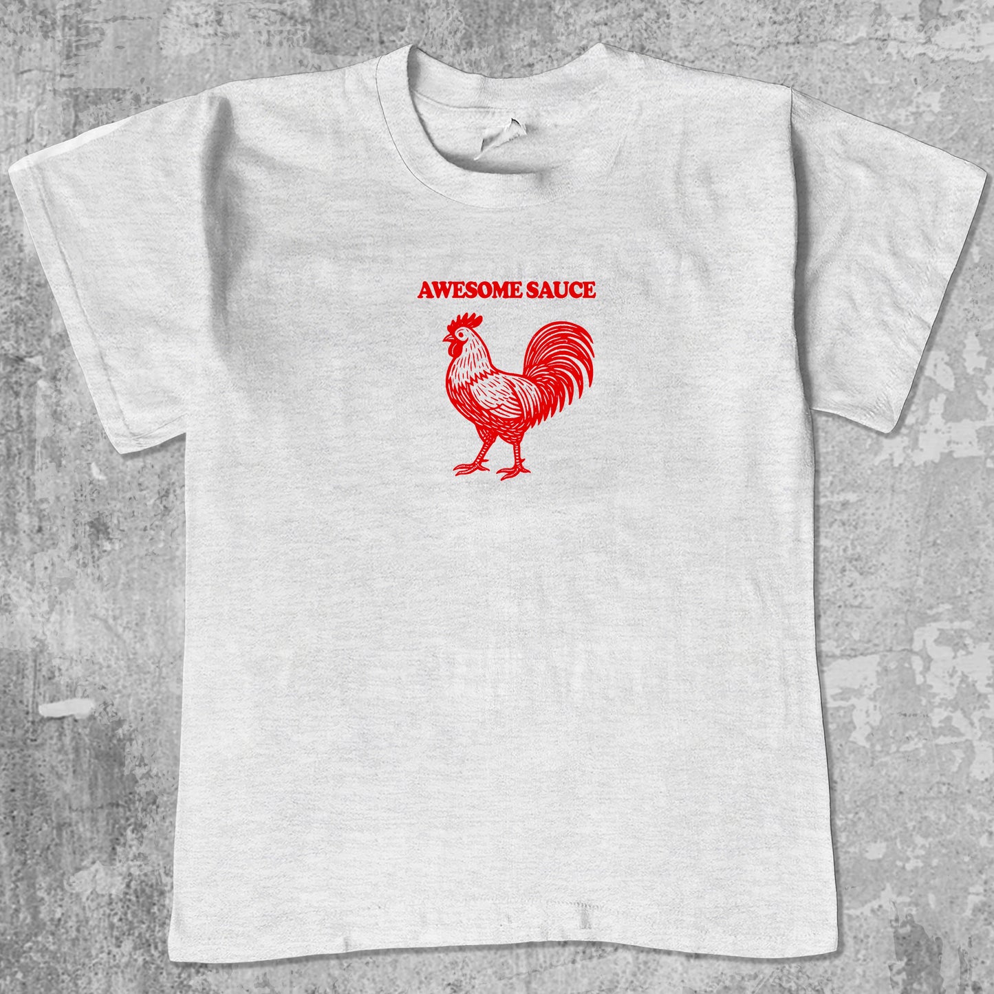 Awesome Sauce graphic tee with funny chili sauce print, cute and trendy graphic. Perfect for Christmas gifts for friends and family. Ash Grey shirt.
