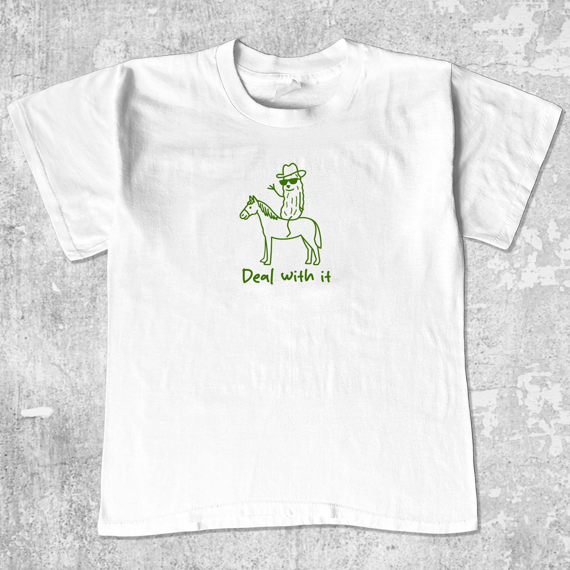 Deal With It unisex graphic t-shirt. Vintage trending meme tee. Funny and unique graphic tees. Deal With It graphi tee White 1