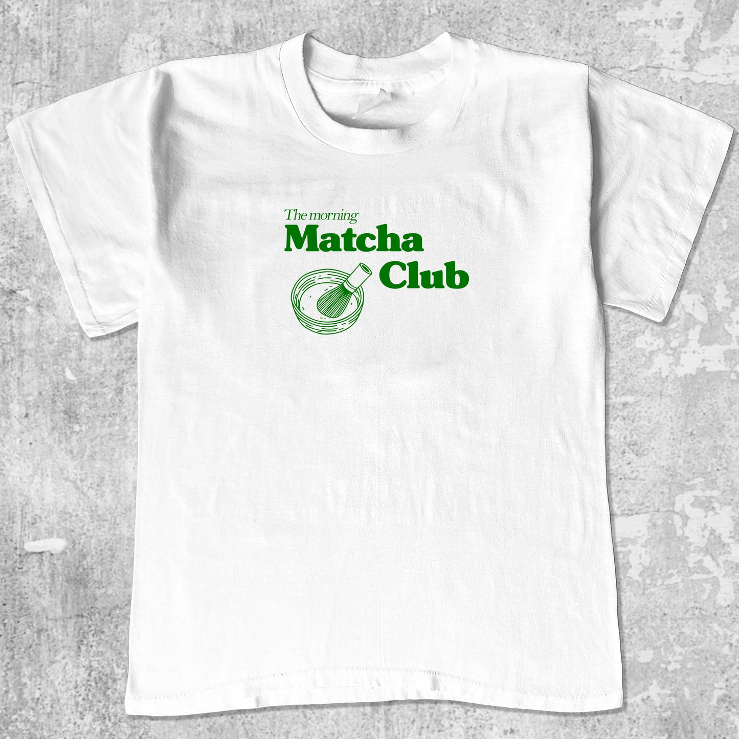Matcha Club graphic tee with matcha print, funny and simple graphic. Perfect gifts for family and friends. White shirt.