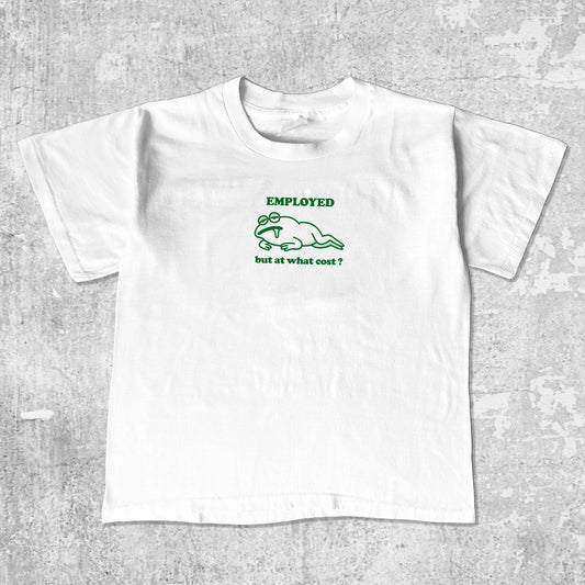 Employed unisex graphic t-shirt. Vintage trending meme tee. Funny and unique graphic tees. Employed graphi tee White 1