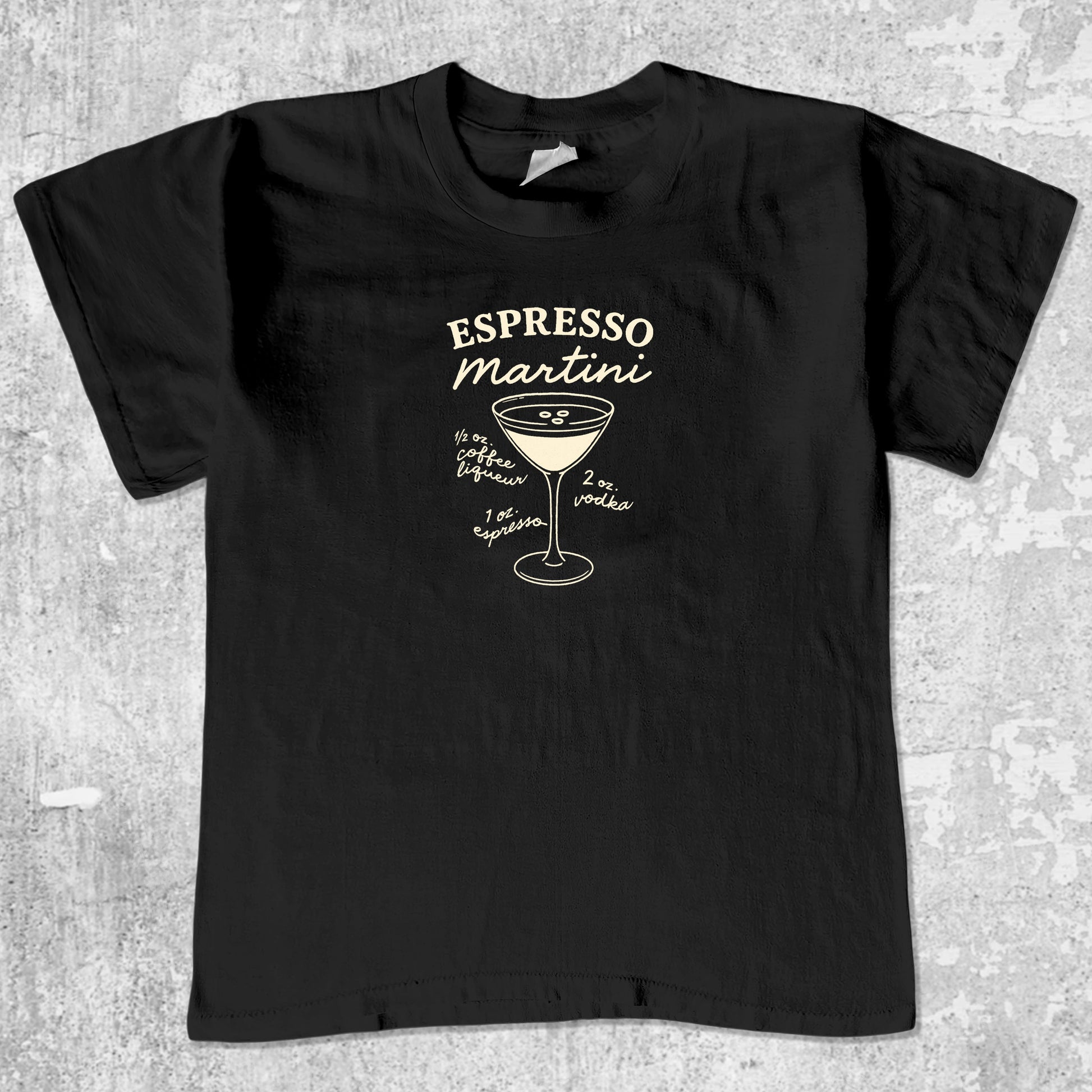 Espresso Martini Cocktail unisex graphic t-shirt. Vintage trending meme tee. Funny and unique graphic tees. Espresso Martini Cocktail graphi tee Black 1