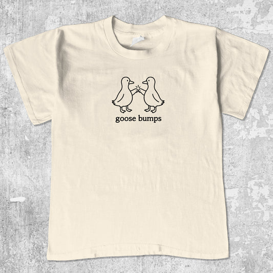 Goose Bumps unisex graphic t-shirt. Vintage trending meme tee. Funny and unique graphic tees. Goose Bumps graphi tee Cream 1