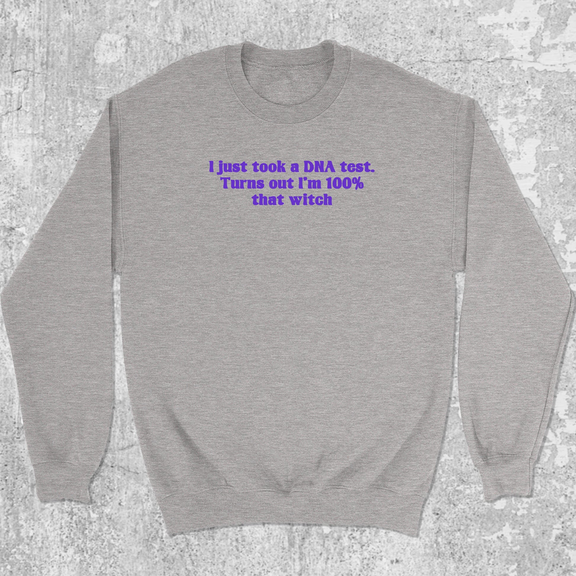 100 percent Witch graphic sweatshirt with funny halloween print, warm and cozy graphic for everyday wear. Perfect for halloween gifts. Heather Grey pullover.