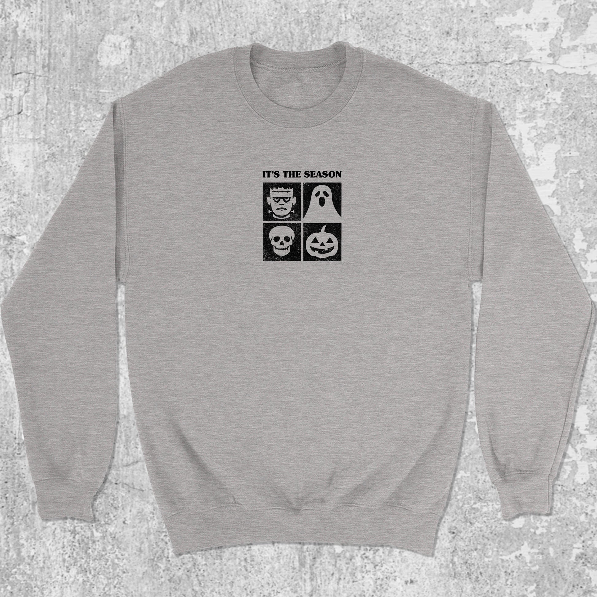 It's the season graphic sweatshirt with bold and humorous print, warm and cozy graphic for everyday wear. Perfect gifts for friends and family. Heather Grey pullover.