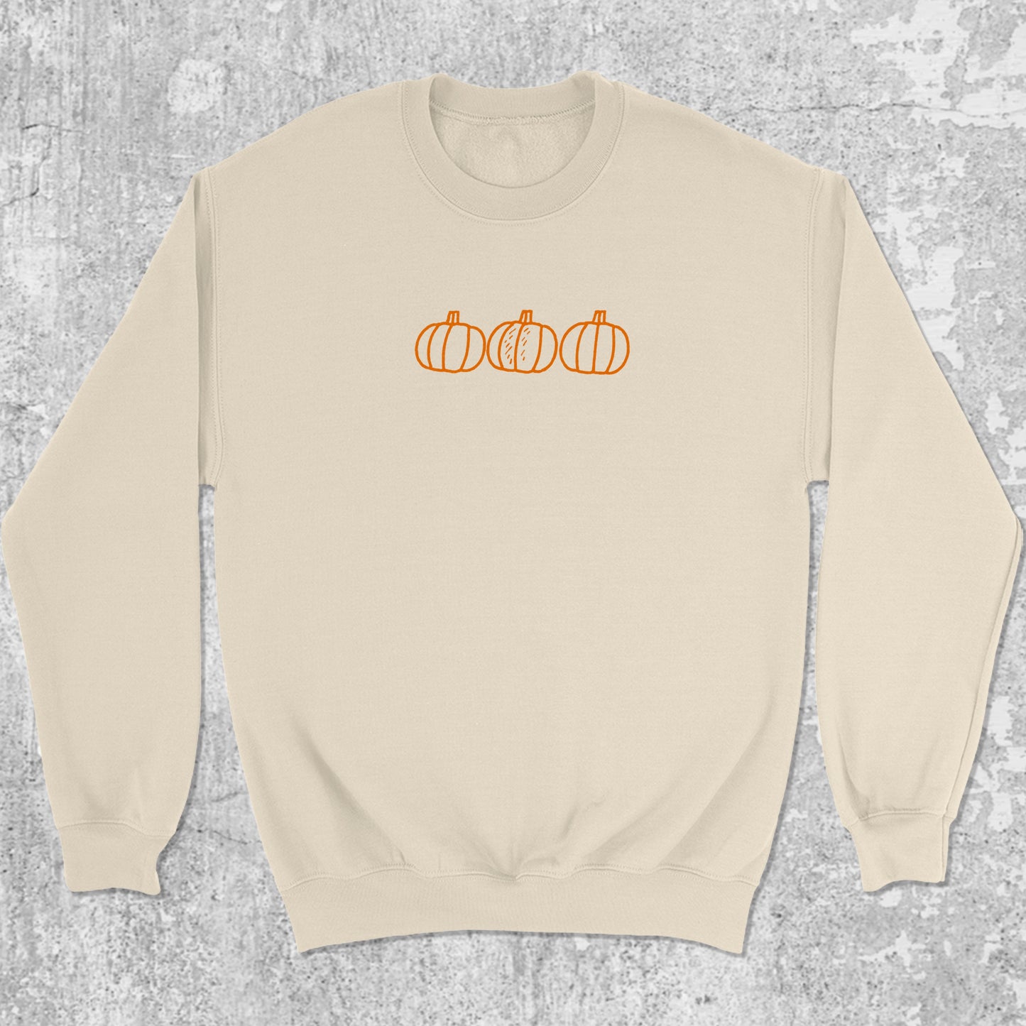 Pumpkins graphic sweatshirt with bold and humorous print, warm and cozy graphic for everyday wear. Perfect gifts for Halloween. Natural pullover.