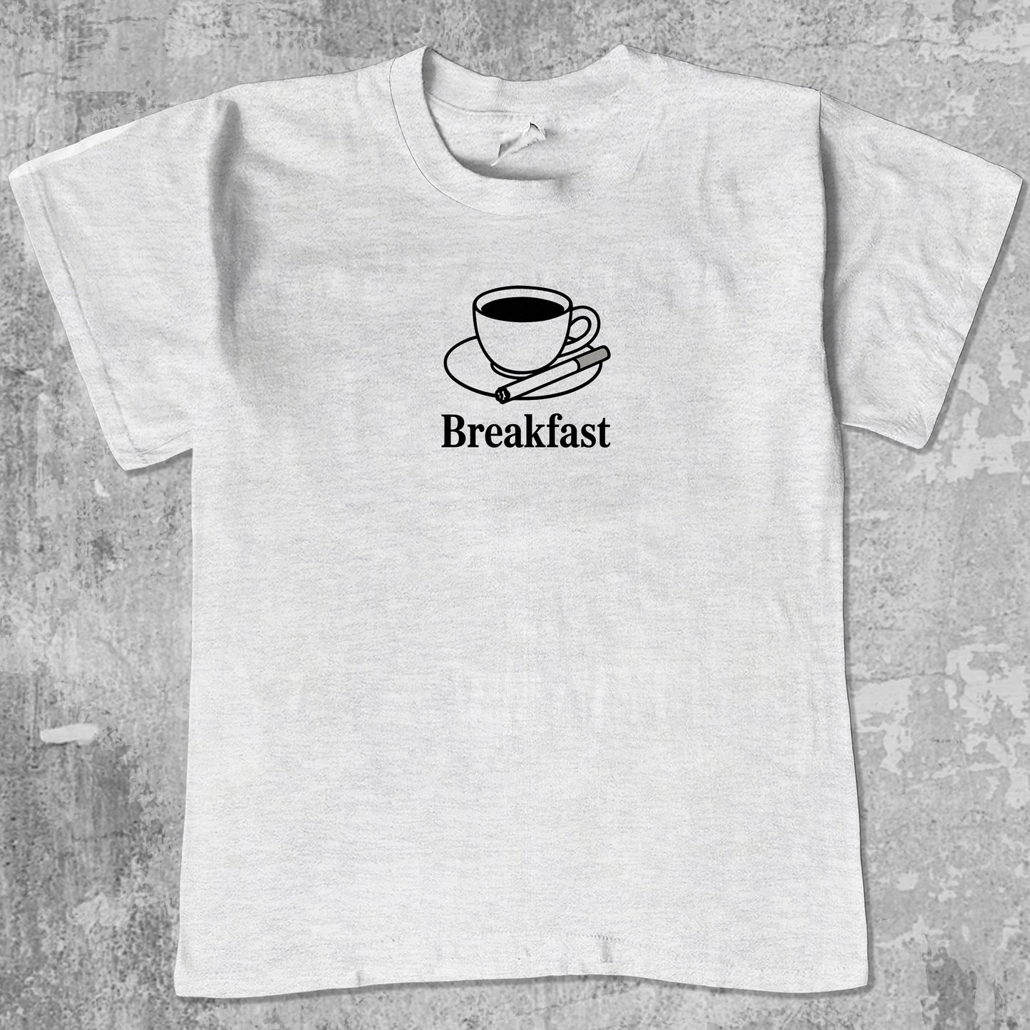 Breakfast graphic tee with cute and humorous print, funny and Vintage graphic. Perfect for friends. Ash Grey shirt.