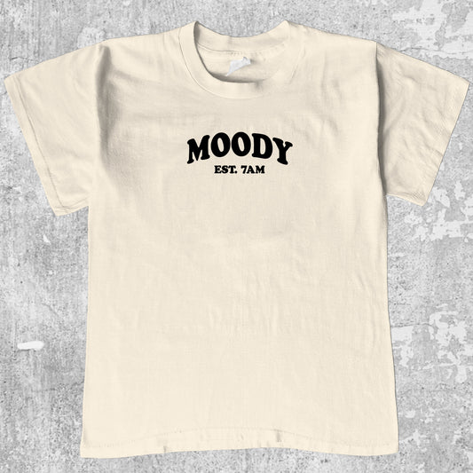 Moody graphic tee with cute and humorous print, funny and Vintage graphic. Perfect for friends. Cream shirt.