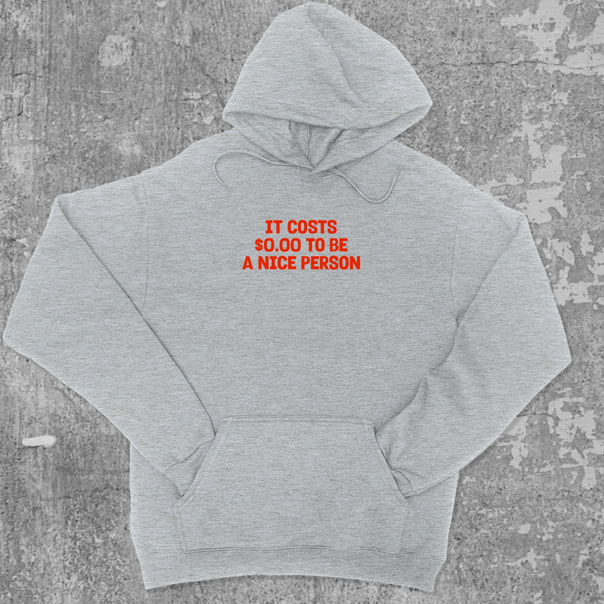 Nice Person graphic hoodie with funny and trendy artwork, casual streetwear with bold personality. Great for adults and gifting. Heather Grey hoodie.