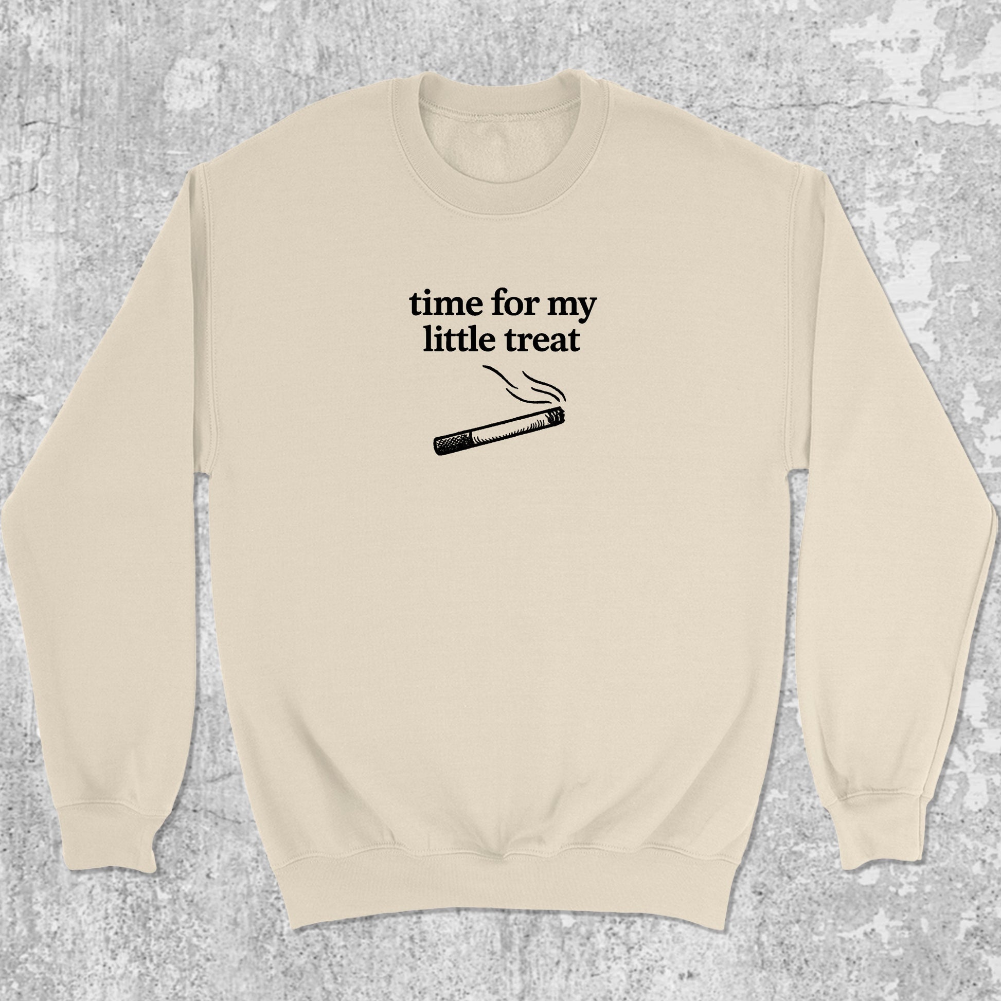 Time For My Little Treat graphic sweatshirt retro and funny graphic, warm and cozy graphic for everyday wear. Perfect for adults and gift-giving. Natural pullover.