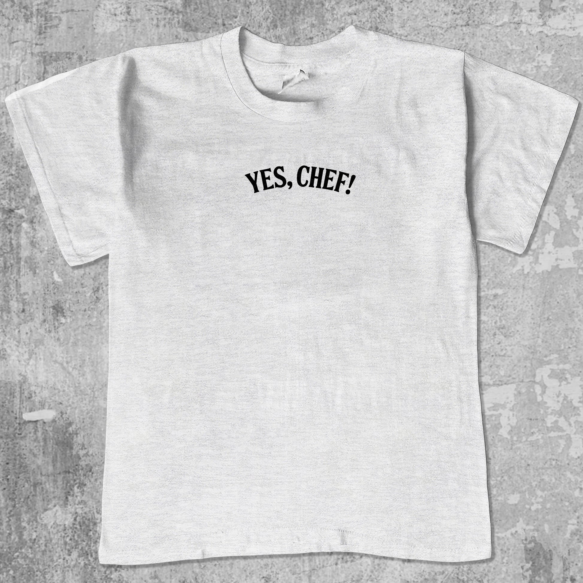 Yes Chef graphic tee with cute and humorous print, funny and Vintage graphic. Perfect for friends. Ash Grey shirt.