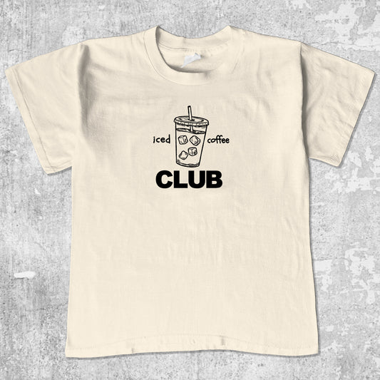 Iced Coffee Club unisex graphic t-shirt. Vintage trending meme tee. Funny and unique graphic tees. Iced Coffee Club graphi tee Cream 1