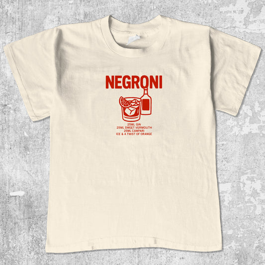 Negroni Cocktail unisex graphic t-shirt. Vintage trending meme tee. Funny and unique graphic tees. Negroni Cocktail graphi tee Cream 1