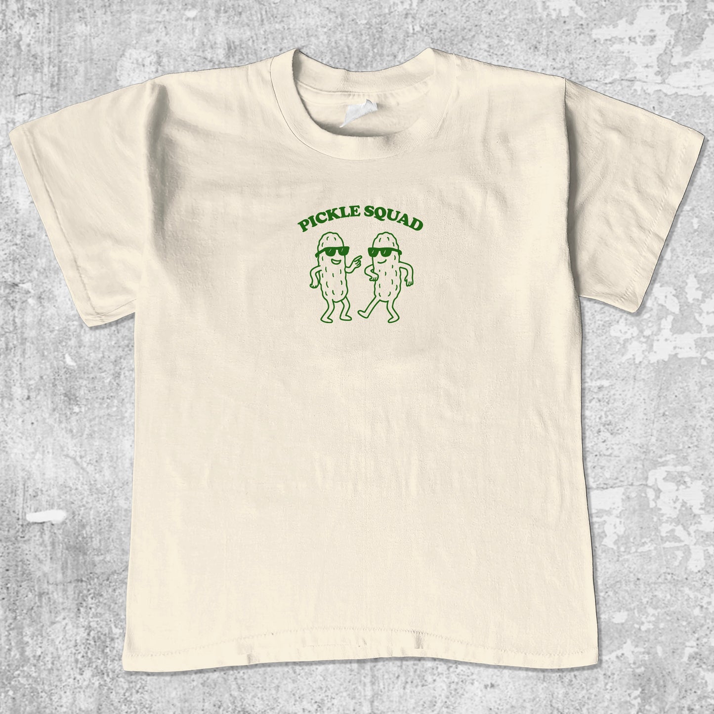 Pickle Squad unisex graphic t-shirt. Vintage trending meme tee. Funny and unique graphic tees. Pickle Squad graphi tee Cream 1