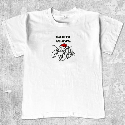 Santa Claws Christmas unisex graphic t-shirt. Vintage trending meme tee. Funny and unique graphic tees. Santa Claws Christmas graphi tee White 1